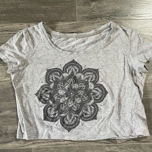 Grey cropped t-shirt with mandala print Size S/P